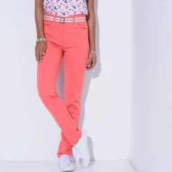 Pantalon effet ventre plat, coton stretch