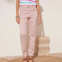 Pantalon effet ventre plat, coton stretch