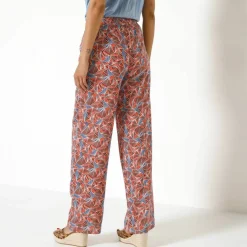 Pantalon fluide imprimé, taille élastiquée