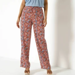 Pantalon fluide imprimé, taille élastiquée