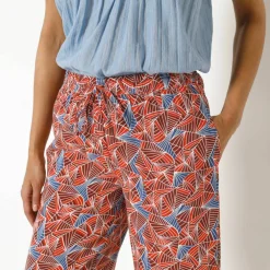 Pantalon fluide imprimé, taille élastiquée