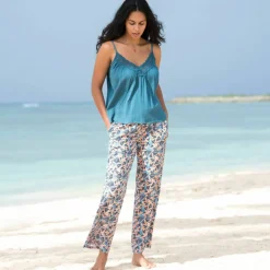 Pantalon fluide imprimé, taille élastiquée