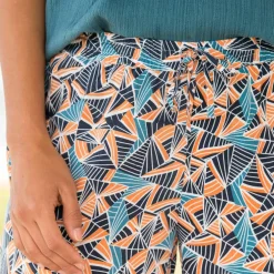 Pantalon fluide imprimé, taille élastiquée