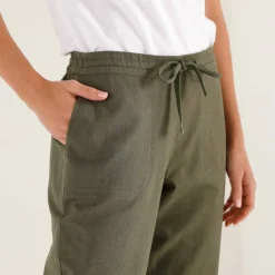 Pantalon fuselé fluide, lin-coton
