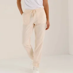 Pantalon fuselé fluide, lin-coton