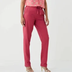 Pantalon fuselé fluide, lin-coton