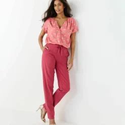 Pantalon fuselé fluide, lin-coton