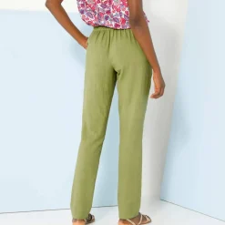 Pantalon fuselé fluide, lin-coton