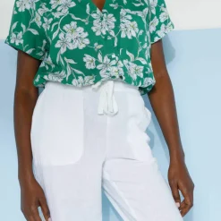 Pantalon fuselé fluide, lin-coton