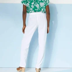 Pantalon fuselé fluide, lin-coton