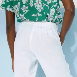Pantalon fuselé fluide, lin-coton
