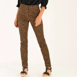 Pantalon fuselé, imprimé léopard