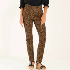 Pantalon fuselé, imprimé léopard