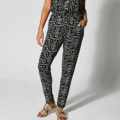 Pantalon fuselé imprimé, taille élastiquée