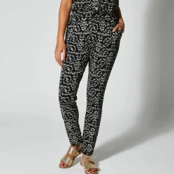Pantalon fuselé imprimé, taille élastiquée