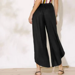 Pantalon large, bas fendus