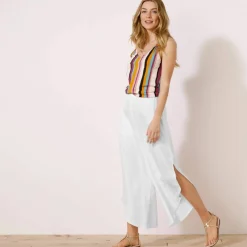 Pantalon large, bas fendus