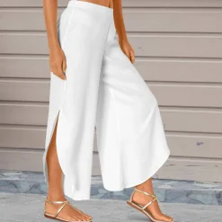 Pantalon large, bas fendus