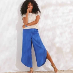 Pantalon large, bas fendus