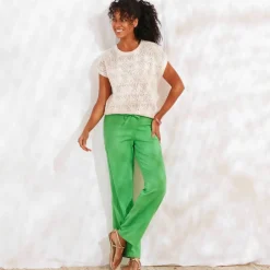 Pantalon large droit, gaze de coton