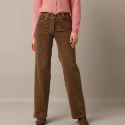 Pantalon large droit, velours côtelé