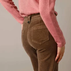 Pantalon large droit, velours côtelé