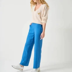 Pantalon large effet matière