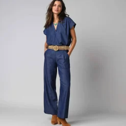 Pantalon large en denim léger