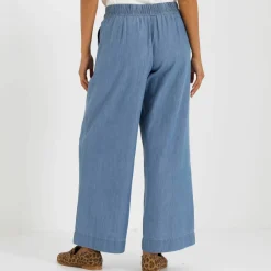 Pantalon large en jean léger, taille élastiquée