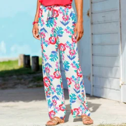Pantalon large fluide, imprimé