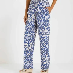 Pantalon large fluide, imprimé bicolore