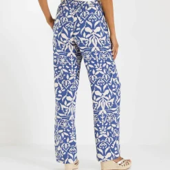 Pantalon large fluide, imprimé bicolore
