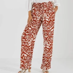 Pantalon large fluide, imprimé bicolore
