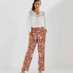 Pantalon large fluide, imprimé bicolore