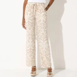 Pantalon large fluide, imprimé bicolore