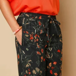 Pantalon large fluide, imprimé fleuri