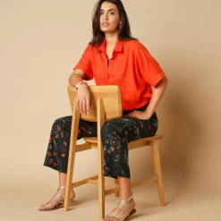 Pantalon large fluide, imprimé fleuri