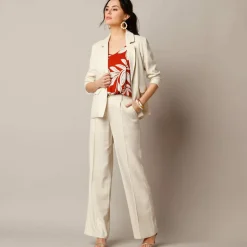 Pantalon large fluide, lin mélangé