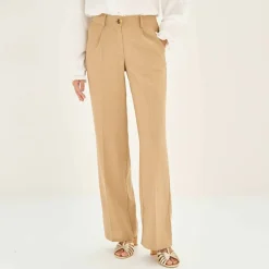 Pantalon large fluide, lin mélangé