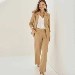 Pantalon large fluide, lin mélangé