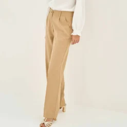 Pantalon large fluide, lin mélangé