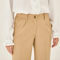Pantalon large fluide, lin mélangé