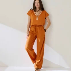 Pantalon large fluide uni