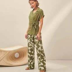 Pantalon large, imprimé