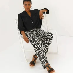 Pantalon large, imprimé