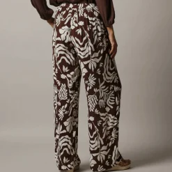 Pantalon large imprimé en crépon