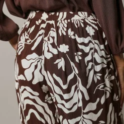 Pantalon large imprimé en crépon
