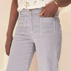 Pantalon large, imprimé rayé