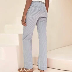 Pantalon large, imprimé rayé
