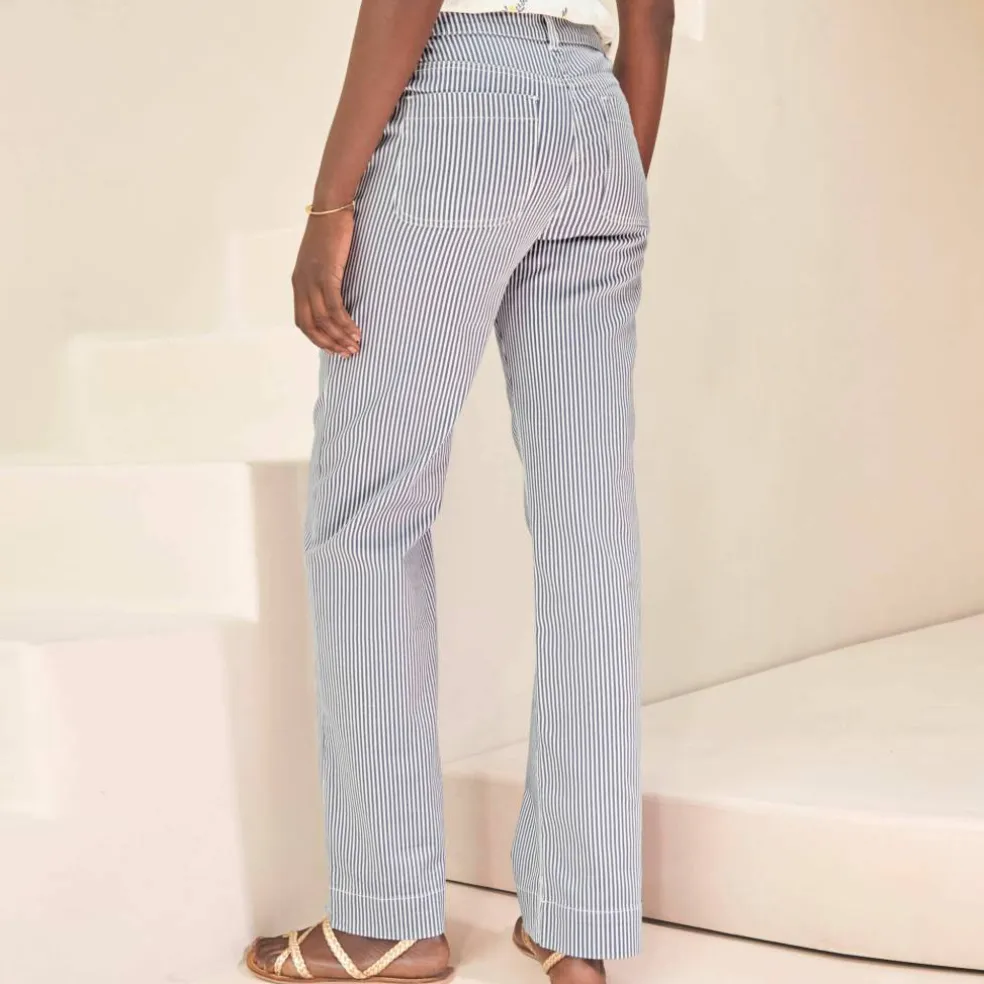 Pantalon large, imprimé rayé
